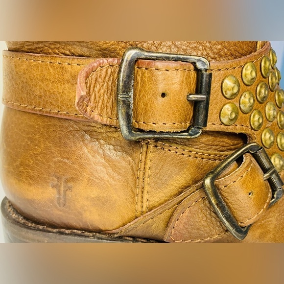 Frye Jenna Studded Short Boot In Cognac Leather 6.5M! - Picture 5 of 13